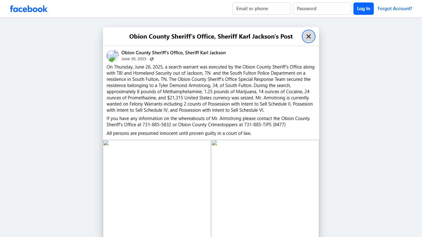 On... - Obion County Sheriff's Office, Sheriff Karl Jackson Facebook