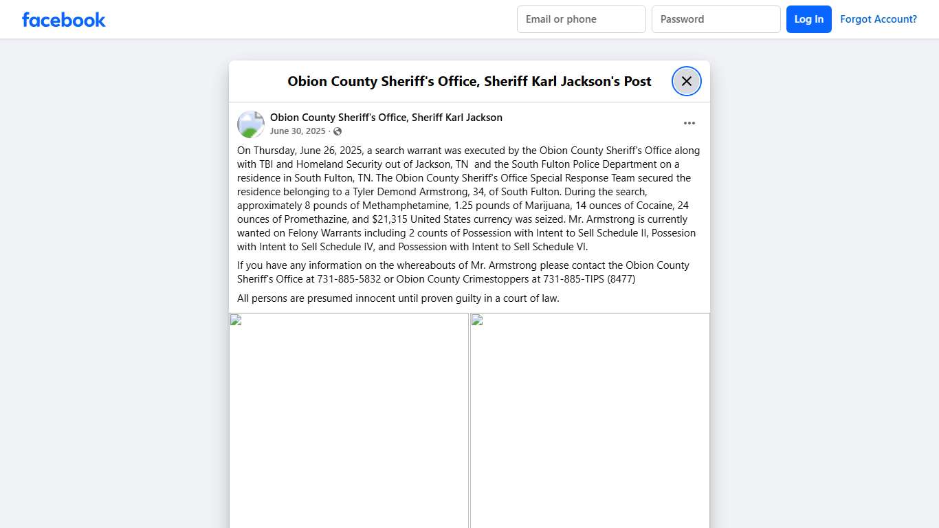 On... - Obion County Sheriff's Office, Sheriff Karl Jackson Facebook